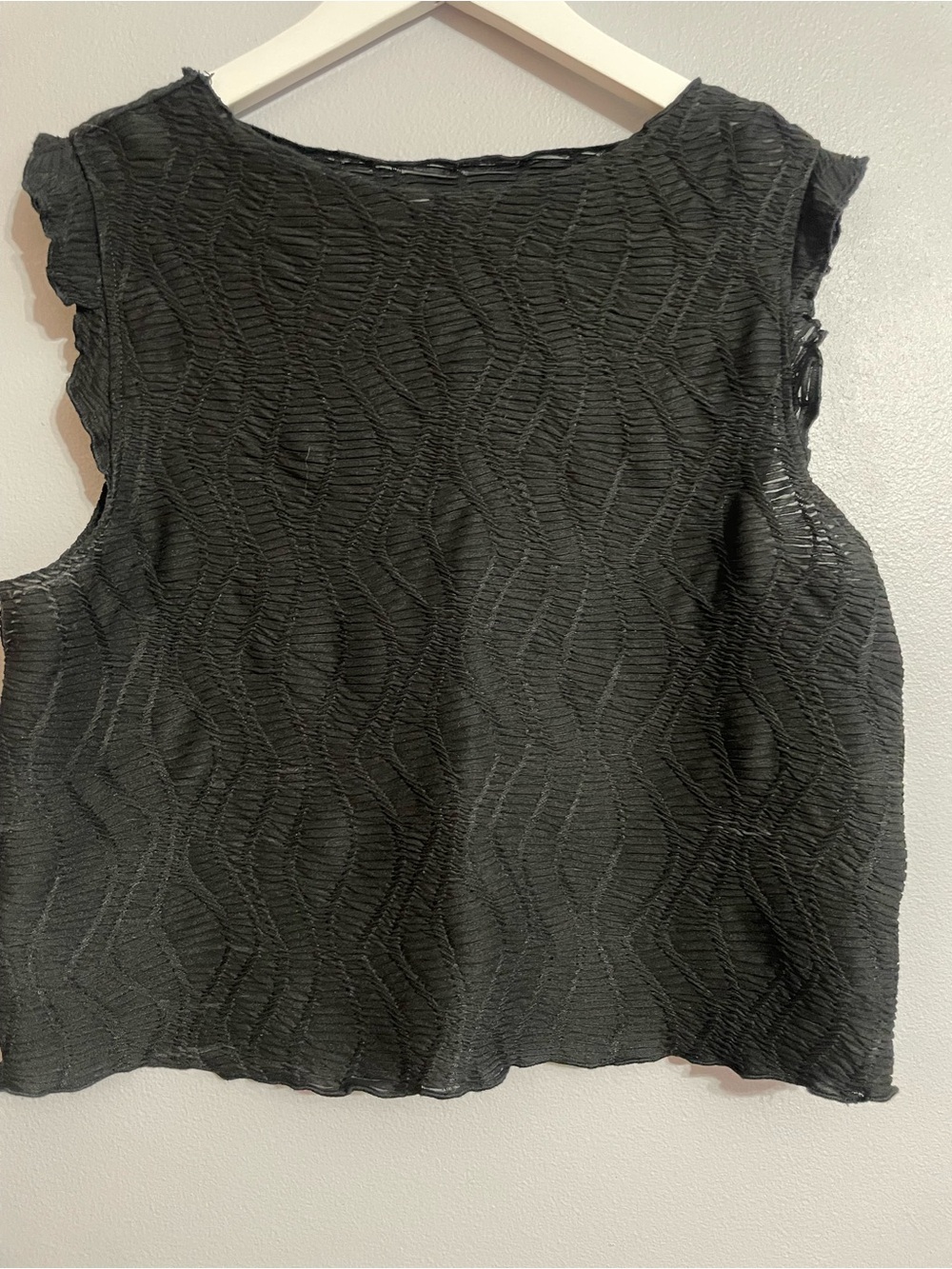 Textured Black Sleeveless Crop Top